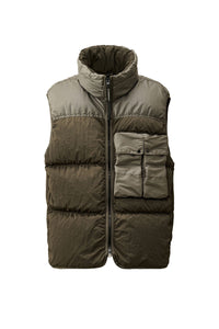 CP COMPANY BODYWARMER CHROME-R MIXED DOWN VEST BROWN