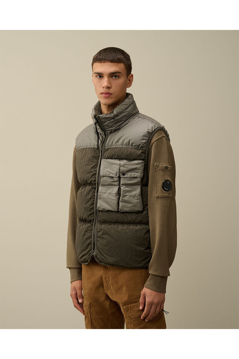 CP COMPANY BODYWARMER CHROME-R MIXED DOWN VEST BROWN – Tip de Bruin