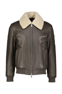 MOOSE KNUCKLES JACKET TOBA BOMBER LEATHER BROWN