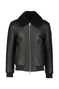 MOOSE KNUCKLES JACKET TOBA BOMBER LEATHER BLACK