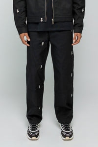 STRANGER SOCIETY JEANS ROSES ALL OVER PANTS BLACK