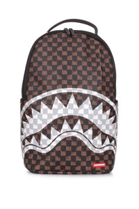 SPRAYGROUND TAS BROWN AND CREAM DRIP CHECK SHARK MULTI