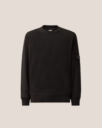 CP COMPANY SWEATER DIAGONAL RAISED FLEECH CREWNECK LENS ZWART