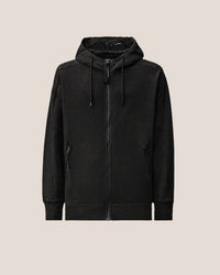 CP COMPANY JOGGING TOP DIAGONAL RAISED FLEECE GOGGLE ZIP ZWART