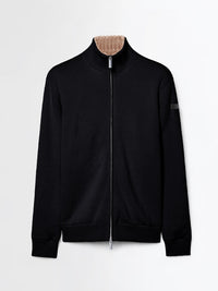 RRD TRUI COTTON PLAIN VELVET RIB FULL ZIP SOFT ZWART